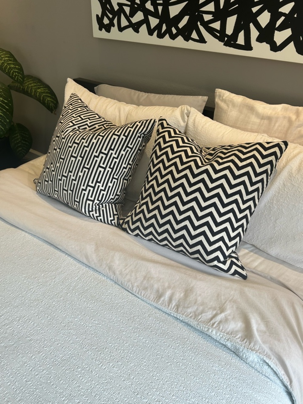 Decorative Black and White Geometric Throw Pillows